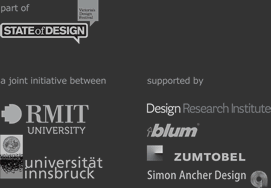 part of STATEofDESIGN, a joint initiative between RMIT, UIBK, supported by DesignResearchInstitute, blum, Yumtobel, Simon Ancher Design